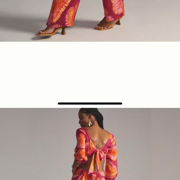 Farm Rio for Anthropologie XS Tie-Back Wide-Leg Jumpsuit Floral Festival Boho - Picture 2 of 11